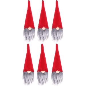 No&euml;l Bouteille De Vin De Couverture Gnome Verre &Agrave; Vin Topper De No&euml;l Bouteille Ornement De Bar Table De Salle &Agrave; Manger De D&eacute;coration(Rouge)(6pcs) - Neuf
