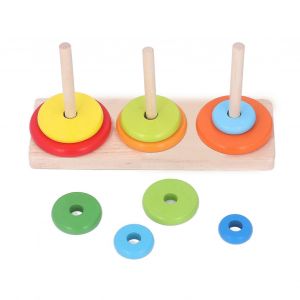 Multi Couleur En Bois Empileur Anneau Jouet &Eacute;ducatif Forme Tri Anneaux D'empilage pour Nourrissons Tout-petits - Neuf