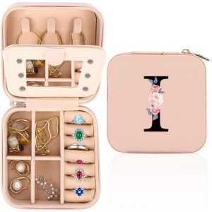 Kalanka-Boite A Bijoux De Voyage, Boîte À Bijoux Personnalisée A-Z, Boîte À Bijoux Portable, Petite Boîte De Rangement De Bijoux De Voyage Avec Miroir,Bijoux Enfants Fille,Boite A Bijoux Fille (I) - Neuf