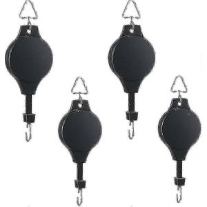 Pack de 4 poulie de plante rétractable Crochet de plante Poulie Réglable Cintre de plante Panier de fleurs suspendu pour paniers de jardin Pots - Neuf