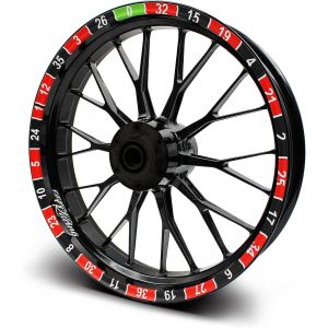 16 wheel rim stickers for motorcycles, cars, complete design for 15 inch 16 inch 17 inch 18 inch 19 inch rims (castor wheel, matt) - Neuf