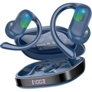 Ecouteurs Bluetooth sans Fil Sport, Open-Ear Écouteur Bluetooth 5.4 HiFi Stéréo, 32H Oreillette sans Fil avec ENC Mic, Contrôle Tactile Ecouteurs pour Course/Fitness, Écran LED, IPX7 Étanche - Neuf