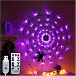 Guirlande Lumineuse Murale En Toile D'araign&eacute;e Pour Halloween,Usb,8 Modes,B - Neuf