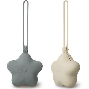 Boite A Tetine,2 Pcs Boite Tetine Bebe En Silicone,Boite &Agrave; Sucette Bebe Imperm&eacute;able,Boite Tetine Bebe Portable,Pochettes Pour Sucettes Sans Bpa(Teint/Gris Lunaire) - Neuf