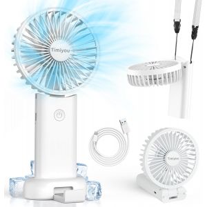 Ventilateur Portable, Mini Ventilateur À Main USB Portatif Petit Ventilateur de Poche 3 Vitesses Avec Base pour Voyages, Maquillage,Camping,L'extérieur,L'intérieur,Les Déplacements,Le Bureau - Neuf