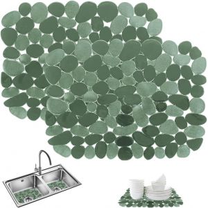 MEVRONISSHOP-2 Pi&egrave;ces Tapis Evier Cuisine, 30x40 cm Protege Evier Cuisine, Tapis D'&eacute;vier de Cuisine en PVC, Tapis Protection Fond &Eacute;vier, Tapis Fond Evier D&eacute;coupable, Tapis D'&eacute;vier en Galets pour Couv - Neuf