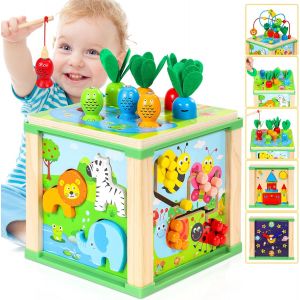 TDRFL-Cube D'Activit&eacute; Jouet Montessori Bebe 1 An Et De D&eacute;veloppement Enfant 1 2 Ans-Jeux Educatif Table-Cadeau Bebe 1 An 18 Mois Gar&ccedil;ons - Neuf