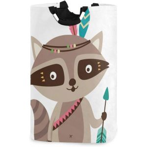 MEVRONISSHOP-Panier &agrave; linge rond de rangement en forme de renard indien - Grand panier de rangement pliable pour v&ecirc;tements, jouets, livres - Neuf