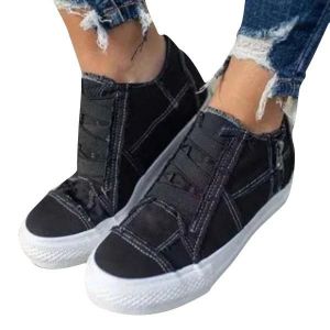 Chaussures De Soutien De L'arche À Ressort Semelle Épaisse Chaussures En Toile Décontractées Avec Fermeture À Sangle Élastique Mise En Place Rapide Pour Les Femmes Quotidiennement Noir,35 - Neuf