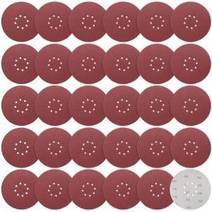 50 Pièces Disque Poncage 225 Mm, Disques Abrasifs 9 In 8 Trous Ronds Papier For Ponceuse Girafe¿Grain 40 60 80 120 240 ¿ - Neuf