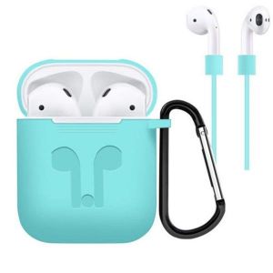 &Eacute;tui en silicone pour AirPods - Lot de 3 avec sangle et mousqueton - Neuf