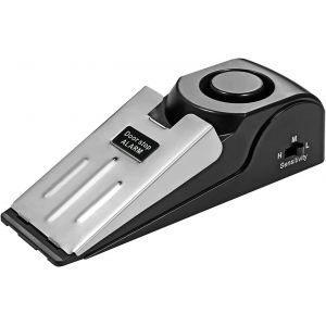 Alarme d'arrêt de porte, alarme de cale de porte à sensibilité réglable, butée de porte avec alarme de sécurité de 120 dB pour voyage, appartement, hôtel et maison (batterie non incluse) - Neuf