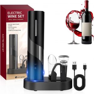 Subzonal-Tire-Bouchon Électrique - Décapsuleur Automatique - Idée Cadeau - Décapsuleur De Vin - Tire-Bouchon De Vin Avec Coupe-Capsule - Câble Usb - Bec Verseur - Bouchon Sous Vide - Neuf