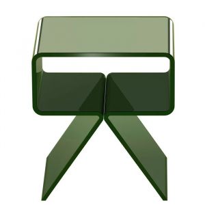 Table d'Appoint en Acrylique-Duoku-30 x 39,1 x 43 cm-Table de Chevet-Transparente-avec Etag&egrave;re de Rangement-Charge de10 kg-Vert - Neuf
