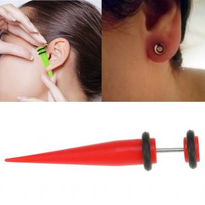 1 Piece D'ecarteur D'oreille En Acrylique Tendance, Kit D'etirement Avec Joint Torique, Rouge - Neuf