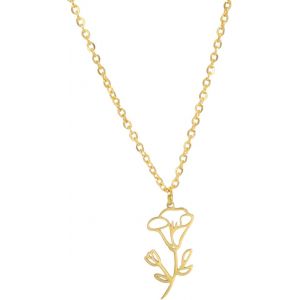 Kal-Collier De Fleur Du Mois De Naissance En Acier Inoxydable - Pendentif Pour 12 Mois De Naissance - Bijoux De Meilleur Ami Pour Femme Et Fille - Neuf
