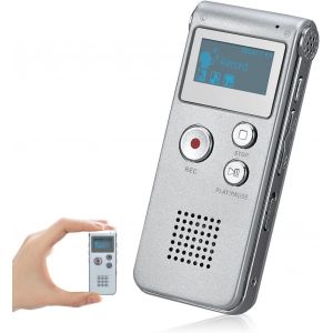 Enregistreur vocal num&eacute;rique portable 16 Go-Enregistreur audio-Enregistreur sonore-Dictaphone LCD-Lecteur MP3-Dictaphone-Argent&eacute;.[V415] - Neuf