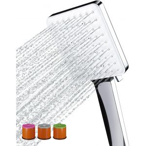 Pommeau de douche haute pression avec tuyau de 1,5 m - 6 modes de pulvérisation - Chrome - Neuf