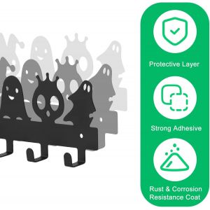 Porte-Cl&eacute;s Mural En M&eacute;tal Noir Avec 6 Crochets,Porte-Cl&eacute;s Mural,Crochets Robustes Pour Salon,Salle De Bain,Cuisine,Chambre &Agrave; Coucher - Neuf