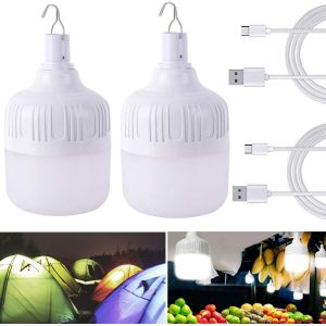 Pack Of 2 Led Camping Lantern Usb Rechargeable 5 Modes Brightness Portable Waterproof Hanging Lantern For Tent Fishing Garden Outdoor Hiking Patio - Neuf