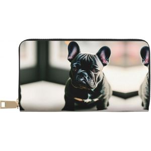 Adorable Portefeuille &Eacute;l&eacute;gant Pour Femme Avec Motif Bouledogue Fran&ccedil;ais,Porte-Cartes De Cr&eacute;dit,Cuir Synth&eacute;tique,Fermeture &Eacute;clair En M&eacute;tal S&eacute;curis&eacute;,Blanc,One Size,Classique - Neuf