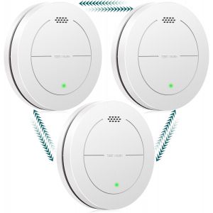 D&eacute;tecteur de fum&eacute;e interconnect&eacute;, d&eacute;tecteur d'incendie avec batterie de 10 ans, d&eacute;tecteur de fum&eacute;e certifi&eacute; TUV Rheinland avec alarme sonore de 85 dB, fonction silencieuse. SL-S15R, 3 pi&egrave;ces - Neuf
