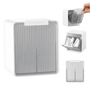 Boite Coton Tige,Rangement Coton,Support de Cotons-Tiges Pour la Salle de Bain,Organisateur Mural avec 2 Compartiments pour,Cotons-Tiges pour Le Lavabo de la Salle de Bain - Neuf