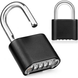 Cadenas à combinaison à 4 chiffres, cadenas à code extérieur en alliage de zinc, cadenas à code, cadenas robuste de 8 mm de diamètre pour casier, porte, école, clôture et garage - Neuf