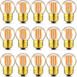 KAL-G40 Led Filament Mini Globe Ampoule Extérieure 1W Chaud Blanc 2200K (Ambre Glow) - 10W Equivalent De Remplacement Pour Intérieur Et Extérieur, E27 Edison Base De Vis 15-Pack - Neuf