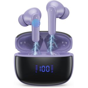 KALANKA-Ecouteurs Bluetooth sans Fil Sport, 2024 Écouteur Bluetooth 5.3 HiFi Stéréo avec 4 ENC Réduction Antibruit Mic, Oreillette Bluetooth Running IP7 50H Basses Profondes Casque Bluetooth Écran LC - Neuf