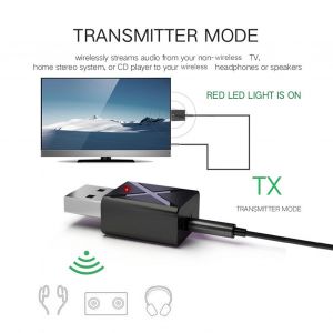 Adaptateur émetteur-récepteur sans fil 2 en 1 pour TV/voiture/PC/haut-parleur, compatible Bluetooth 5.0, reconnexion automatique, adaptateur Audio sans fil - Neuf