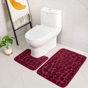 Kal-Eleoption ¿ Lot De 2 Tapis De Bain Antidérapants En Mousse À Mémoire De Forme Respirante, Doux Et Confortables, Absorbants L'eau, Pour Salle De Bain, Tapis De Bain Antidérapant - Neuf