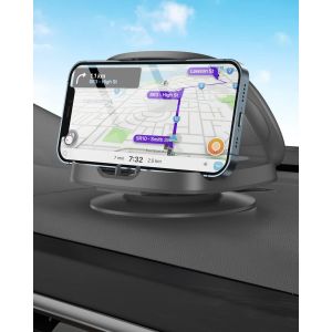 Support de t&eacute;l&eacute;phone de voiture rotatif &agrave; 360 &deg; pour tableau de bord de voiture, visualisation horizontale et verticale, support de t&eacute;l&eacute;phone de voiture, lavable, Samsung, Android (gris) - Neuf