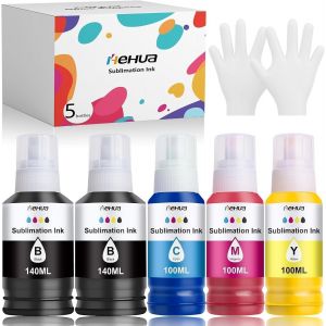 Multipack Encre &agrave; Sublimation Compatible pour Epson E102 E104 ET-4810 ET-2850 ET-2856 ET-2810 ET-2820 ET-2830 ET-2815 ET-2870 ET-4800 Imprimante pour Transfert &agrave; Chaud T-Shirts - Neuf