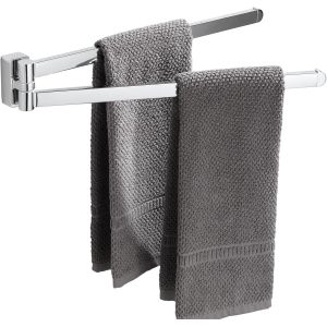 ERYI-Porte-Serviettes Pivotant Chromé En Acier Inoxydable Avec 2 Barres Pivotantes - Neuf