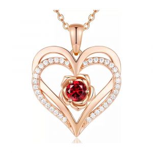 Collier Double Coeur Rouge - Neuf