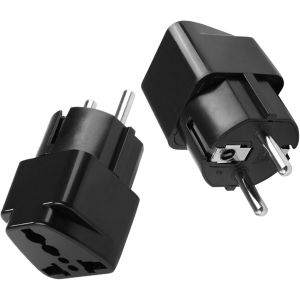 KALANKA-Adaptateur Prise Chine vers France,2 Pack Adaptateur Prise Universel de Voyage,Adaptateur Prise Universelle pour Allemagne, France,Espagne, Pays-Bas, Su&egrave;de, Belgique, R&eacute;publique tch&egrave;que, Cor&eacute; - Neuf