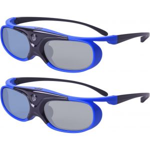 MEVRONISSHOP-Lunettes 3D, Lunettes 3D Actives &agrave; Obturation DLP Link Rechargeables pour Projecteur 3D DLP Link - Bleu 2 Pi&egrave;ces - Neuf