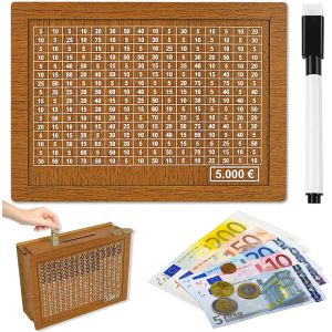 Tirelire En Bois,Numérique Tirelire Avec Stylo Effaçable,Avec Objectif D'épargne Et Chiffres À Cocher Tirelire Avec Compteur Pour Aider Les Enfants À Commencer À Economiser.[Q68] - Neuf
