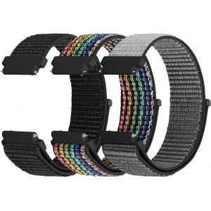 Kal-Lot De 3 Bracelets De Montre En Nylon Respirants, Doux Et Confortables Pour Hommes Et Femmes De 18 Mm, 19 Mm, 20 Mm, 22 Mm Et 24 Mm - Neuf