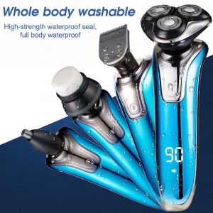 Rasoir Electrique Pour Hommes 4 En 1, Rasoir Rotatif, Tondeuse A Barbe, Rasoir Humide Et Sec, Prise Ue 220 V - Neuf