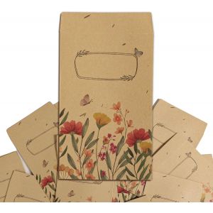 50PCS Sachets de Graines en Papier Kraft Petits Sacs en Papier Kraft Enveloppe pour Graines Emballage Cadeau Calendrier de l'Avent 7.5x11.5cm - Neuf