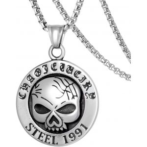Trahoo-Crâne Satan Démon Hibou Mort Crâne Yeux Rouges Crâne Serpent Gouvernail Ancre Pendentif En Acier Inoxydable Avec Chaîne De 24 Pouces, Collier Gothique Punk Cadeaux Pour Hommes Femmes - Neuf