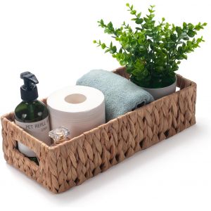 Paniers de Rangement pour Papier Toilette Panier Salle de Bain avec Poign&eacute;es Jacinthe d&iquest;Eau Rectangulaire 36 x 16.5 x 9.5cm - Neuf