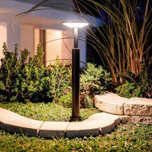 Balise Sur Pied Ext&eacute;rieure Led 16w Aluminium Lhasa 3000k L Noir Blanc Chaud - Neuf