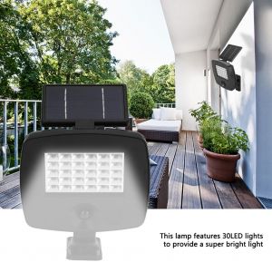 Hjlian Lampe Solaire D'exterieur A 30 Led Avec Detecteur De Mouvement Pour Garage, Jardin, Cour - Neuf