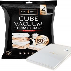 KALANKA-- Sacs sous vide en forme de cube, solides | 2 x LARGE (80x60x32cm) | étanches et réutilisables | créent 80% d'espace supplémentaire | pour les vêtements, la literie, etc. - Neuf