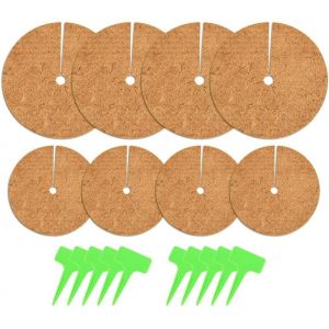 KALANKA-8 Pièces Tapis de Coco Plantes Disque, Tapis de Paillage en Fibre, Tapis de Désherbage des Plantes, Tapis de Coco Protection, avec 10 Étiquettes, pour protéger Les Plantes en Hiver - Neuf