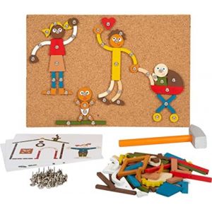 ERYI-Jeu De Martelau Maison Et Famille En Bois, Avec Planche En Liège Et Marteau Pour Les Enfants À Partir De 3 Ans, 12359 - Neuf