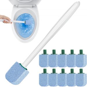 10 Pièces Pierre Ponce de Nettoavec 30 CM Poignée Long Brosse de Nettoen Pierre Ponce Brosse WC Remplacement Montage Mural pour Toilettes Cuisines Éviers Lavabos,Bleu - Neuf